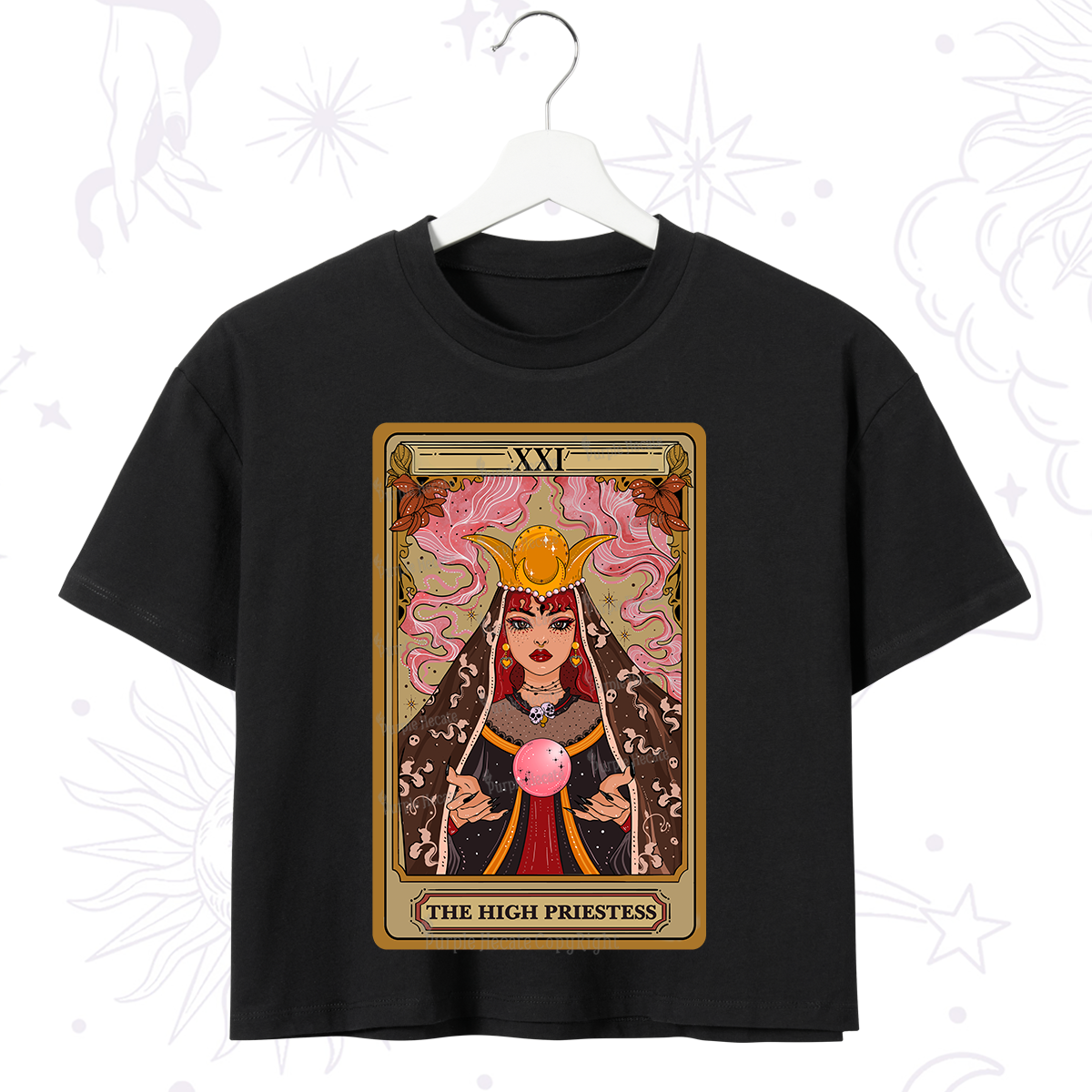 Purplehecate The High Priestess Prophecy Tarot Crop T-Shirt