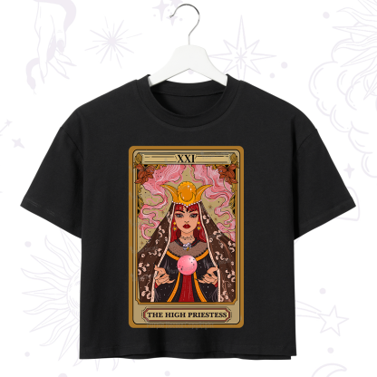 Purplehecate The High Priestess Prophecy Tarot Crop T-Shirt