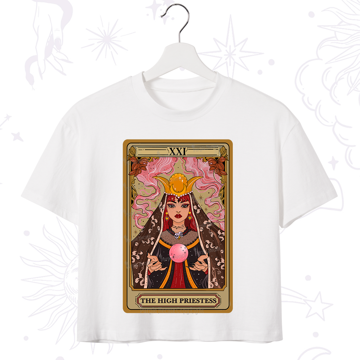 Purplehecate The High Priestess Prophecy Tarot Crop T-Shirt