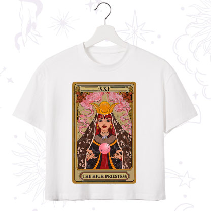Purplehecate The High Priestess Prophecy Tarot Crop T-Shirt