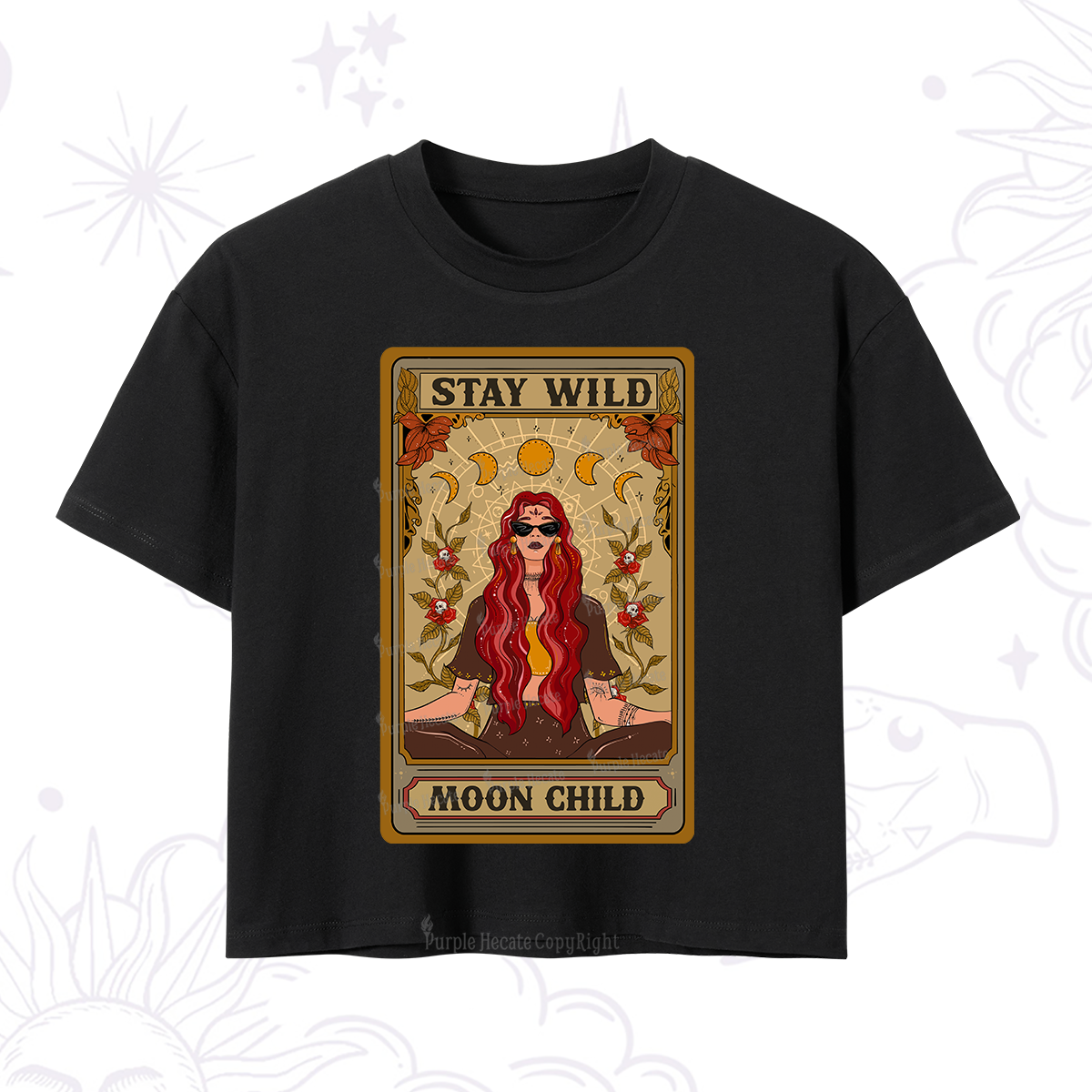 Purplehecate The Stay Wild Moon Child Oracle Card  Crop T-Shirt