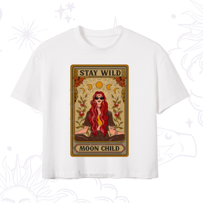 Purplehecate The Stay Wild Moon Child Oracle Card  Crop T-Shirt