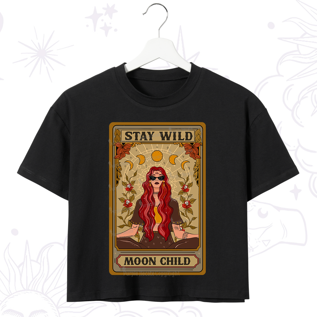 Purplehecate The Stay Wild Moon Child Oracle Card  Crop T-Shirt