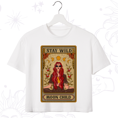Purplehecate The Stay Wild Moon Child Oracle Card  Crop T-Shirt