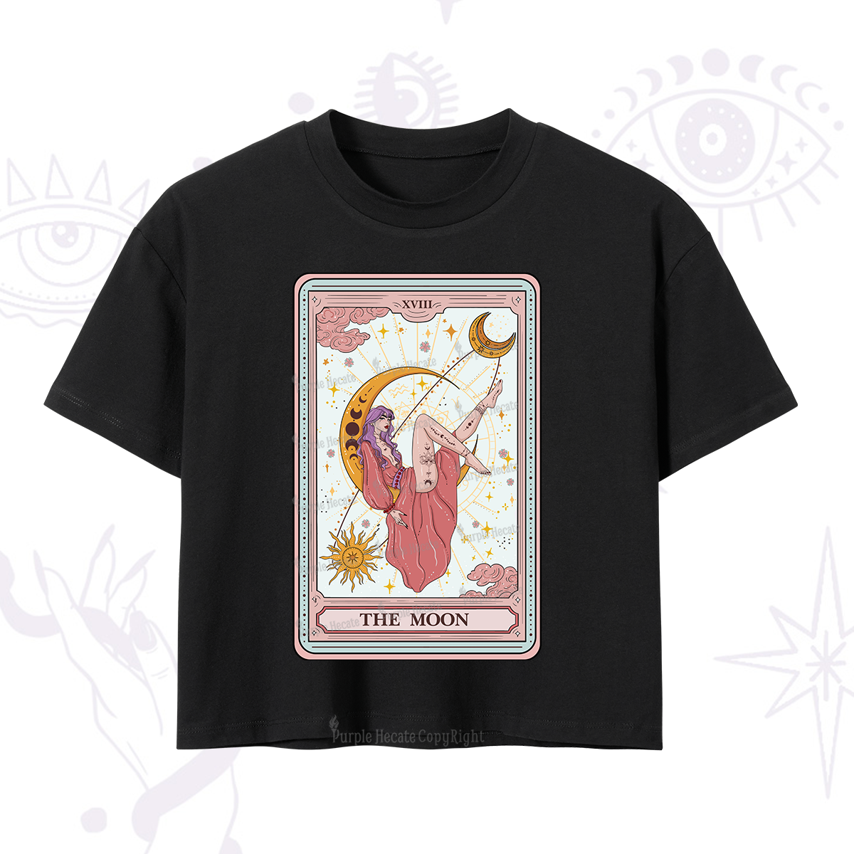 Purplehecate The Moon Tarot Crop T-Shirt