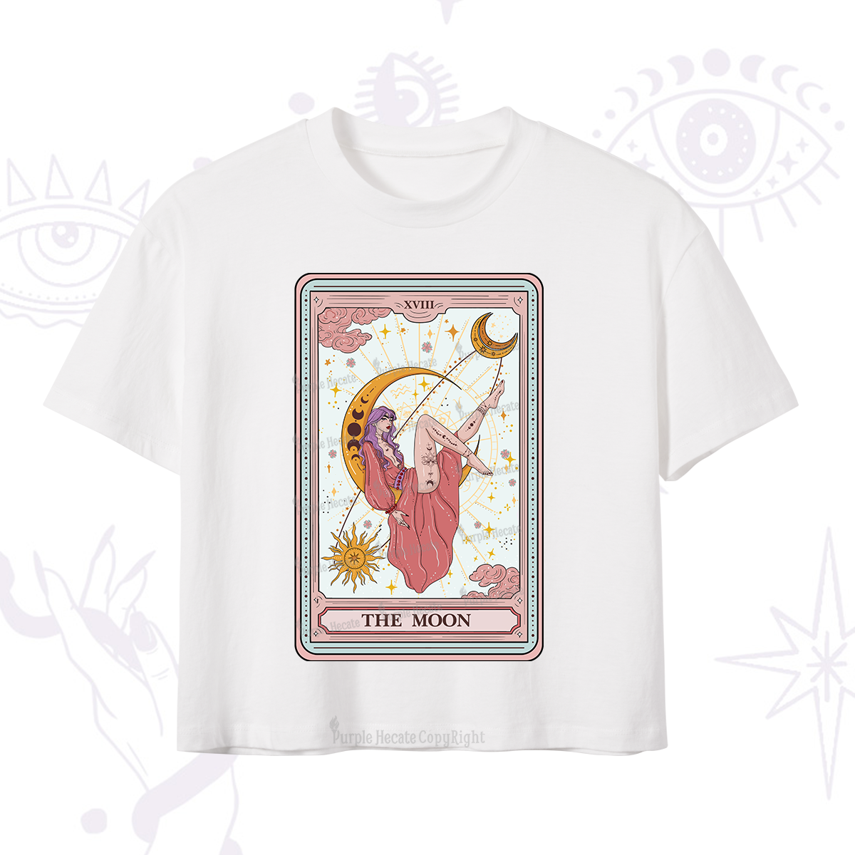 Purplehecate The Moon Tarot Crop T-Shirt
