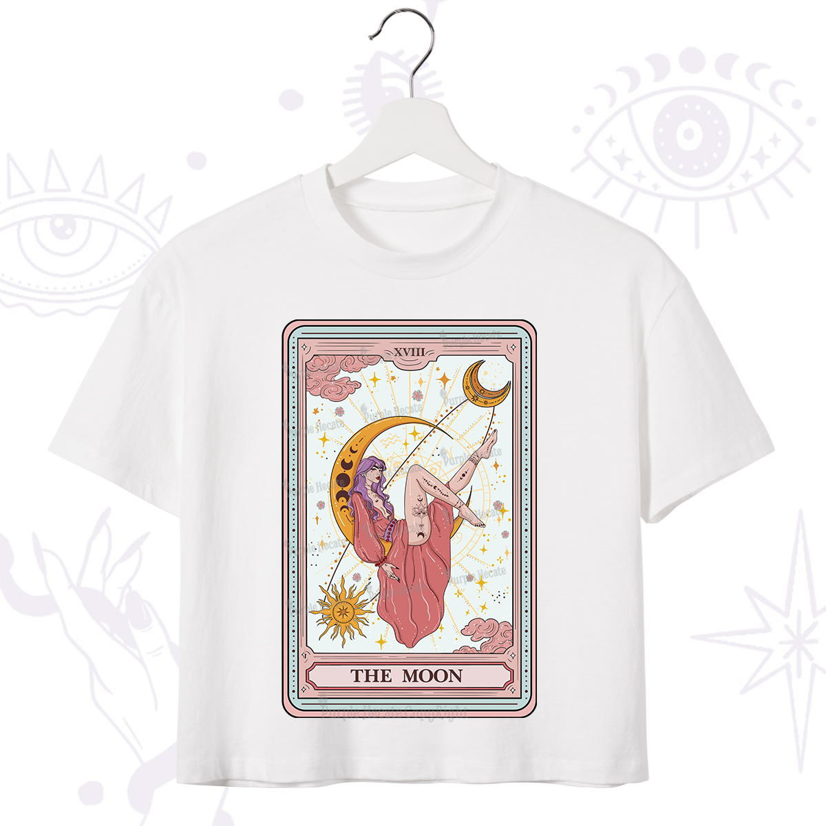 Purplehecate The Moon Tarot Crop T-Shirt