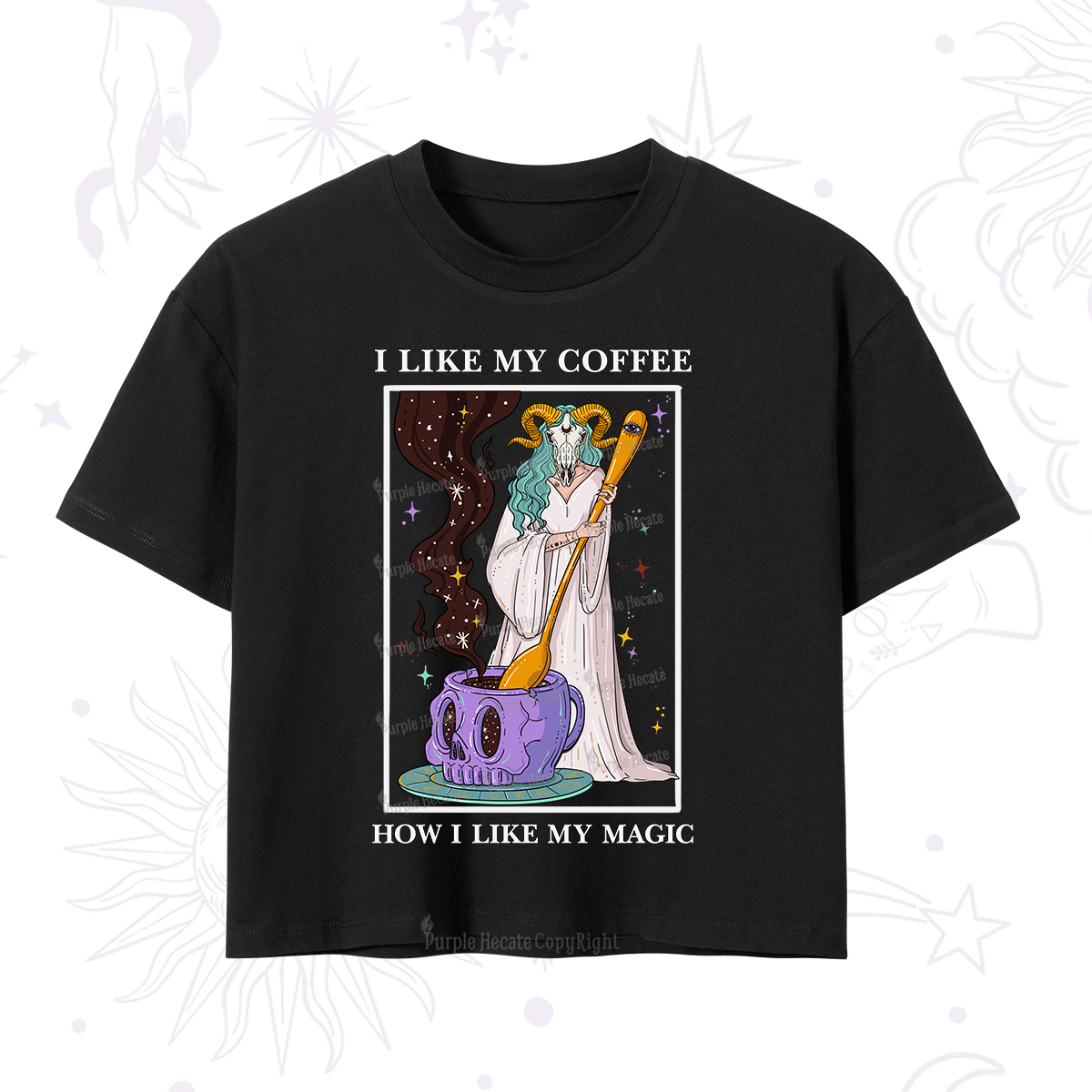 Purplehecate I Like My Coffee How I Like My Magic Crop T-Shirt