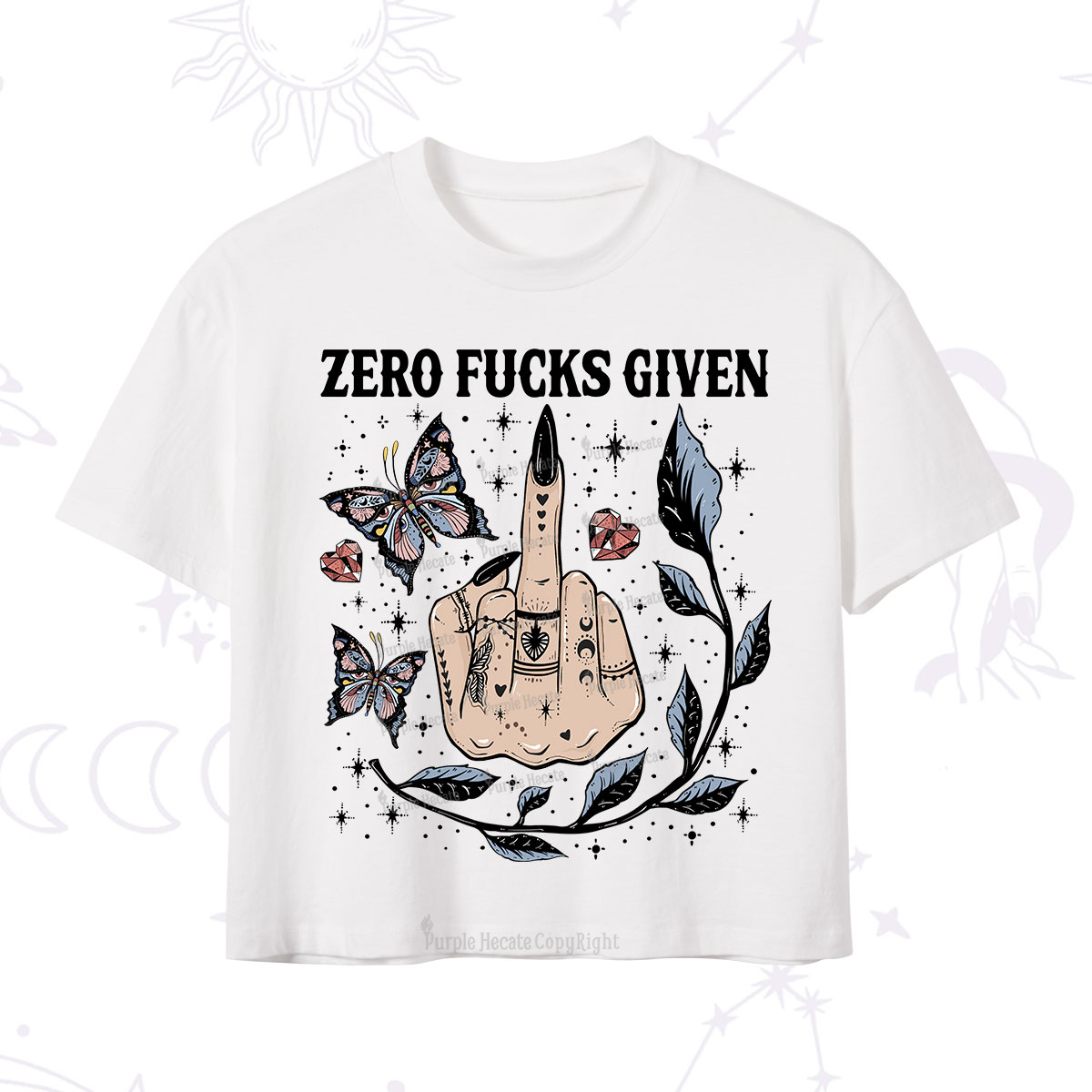 Purplehecate Zero Fucks Given Crop T-Shirt