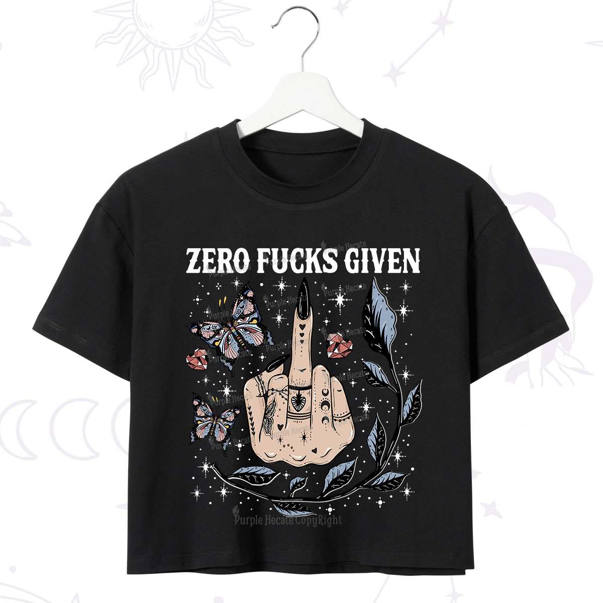 Purplehecate Zero Fucks Given Crop T-Shirt