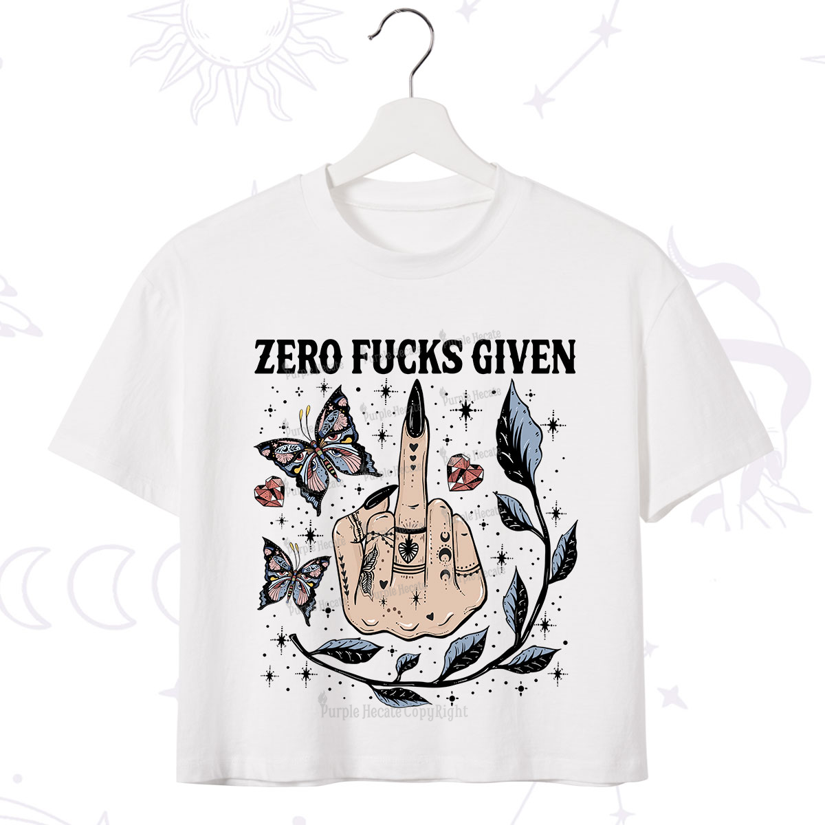 Purplehecate Zero Fucks Given Crop T-Shirt