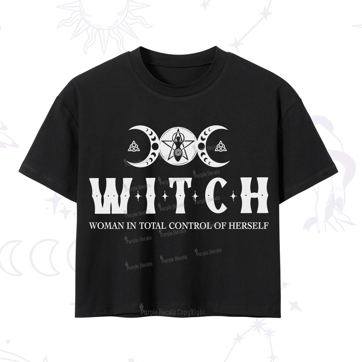 Purplehecate Hecate Woman in Total Control of Herself Crop T-Shirt