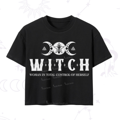 Purplehecate Hecate Woman in Total Control of Herself Crop T-Shirt