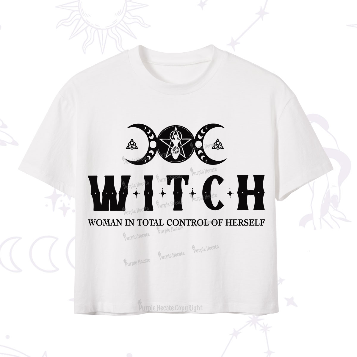 Purplehecate Hecate Woman in Total Control of Herself Crop T-Shirt