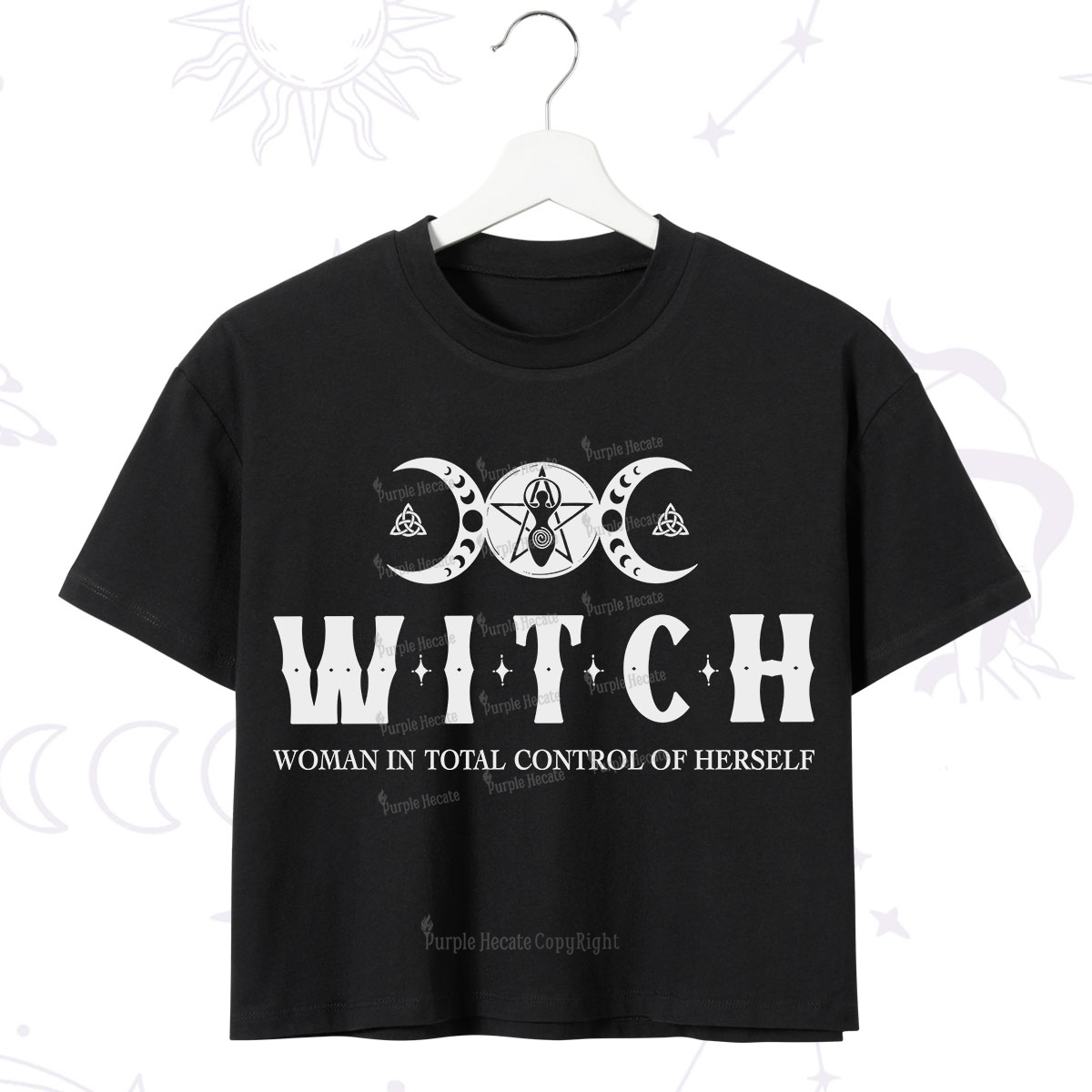 Purplehecate Hecate Woman in Total Control of Herself Crop T-Shirt