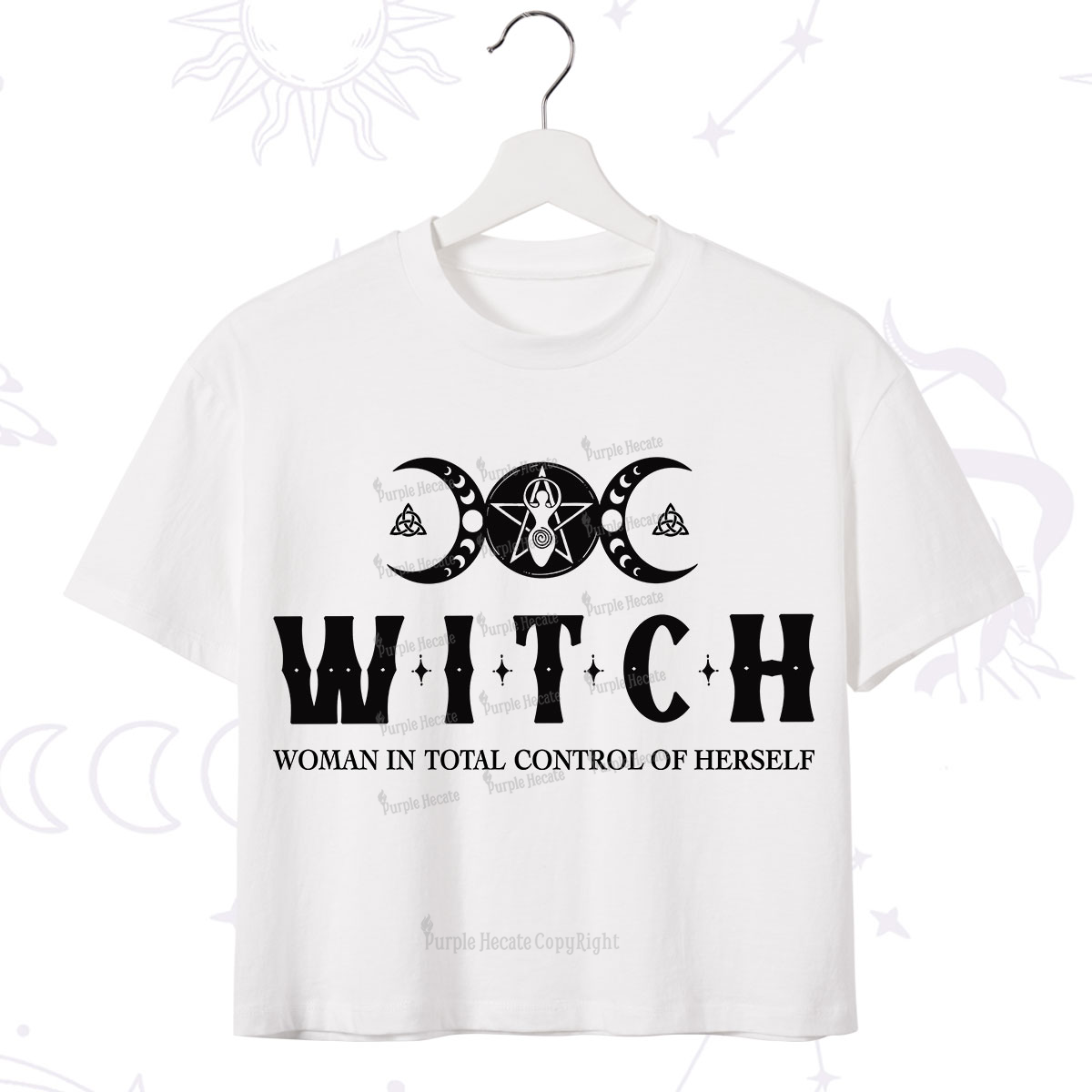 Purplehecate Hecate Woman in Total Control of Herself Crop T-Shirt