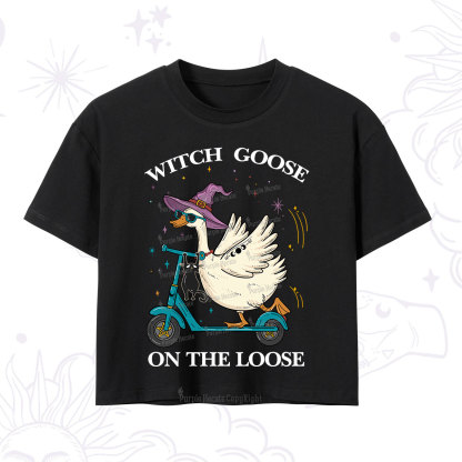 Purplehecate Witch Goose On The Loose Crop T-Shirt