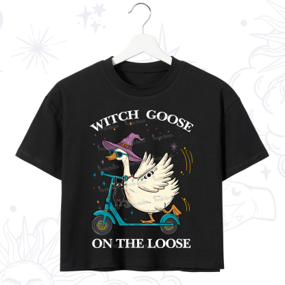 Purplehecate Witch Goose On The Loose Crop T-Shirt
