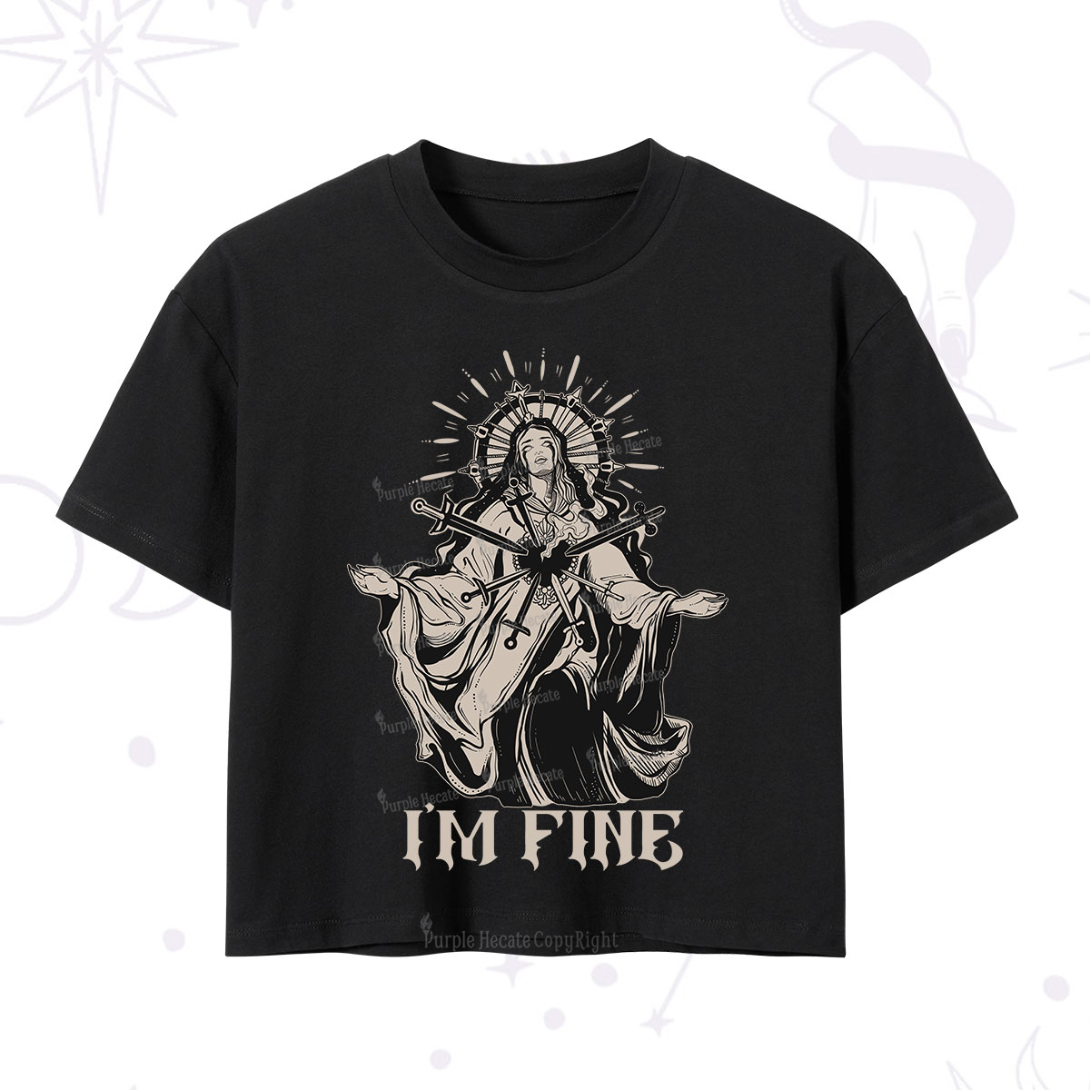 Purplehecate I'm Fine Crop T-Shirt