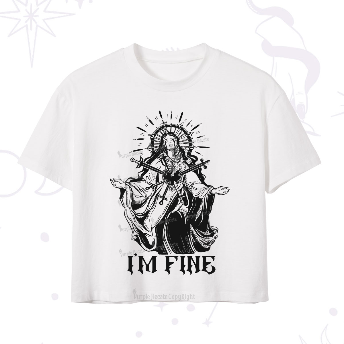 Purplehecate I'm Fine Crop T-Shirt