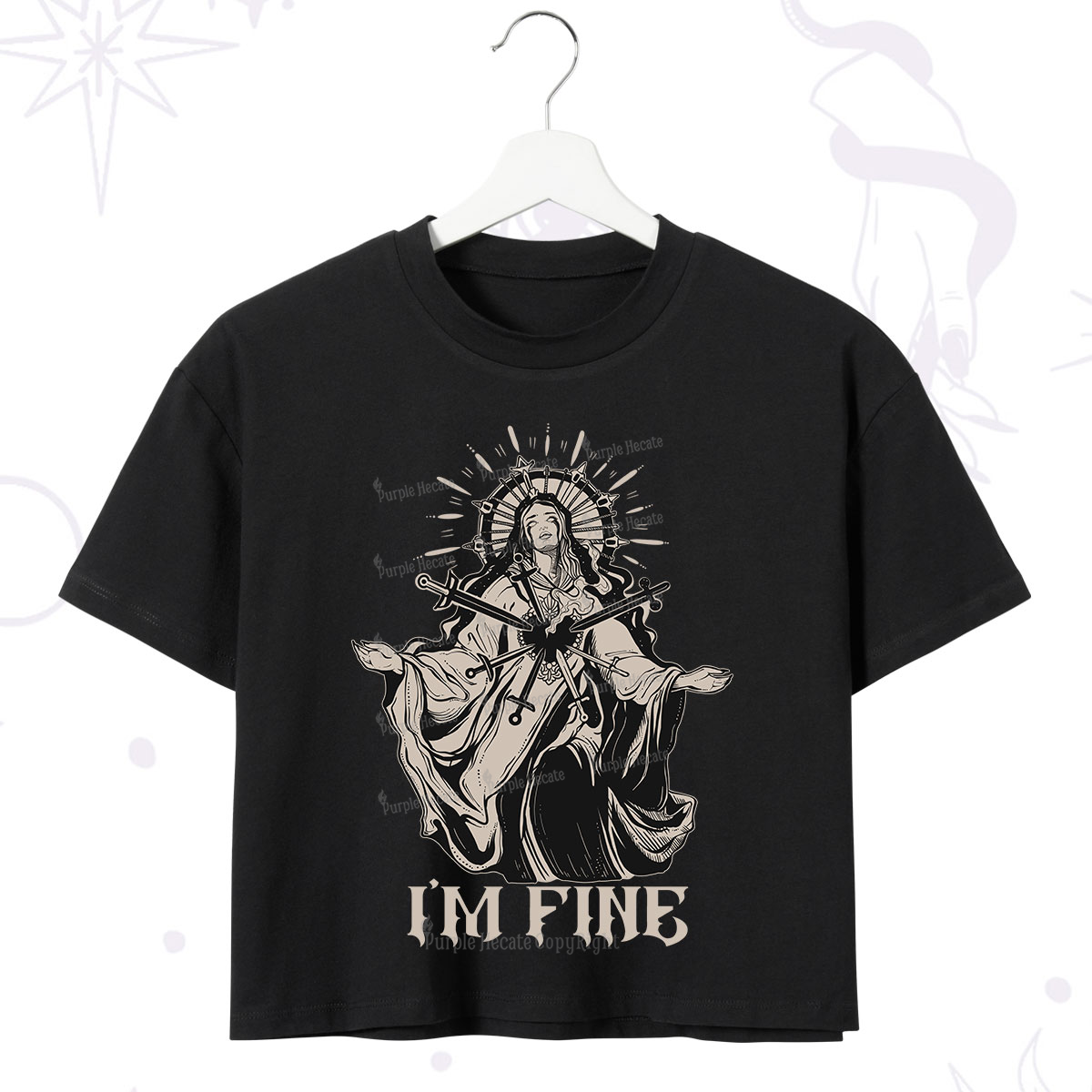 Purplehecate I'm Fine Crop T-Shirt