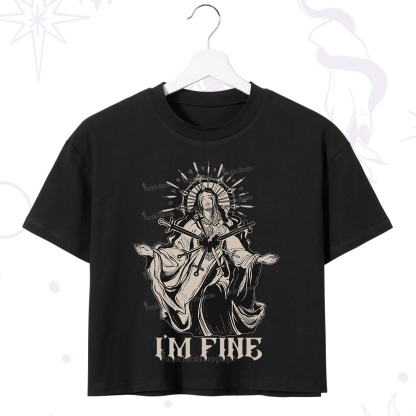 Purplehecate I'm Fine Crop T-Shirt