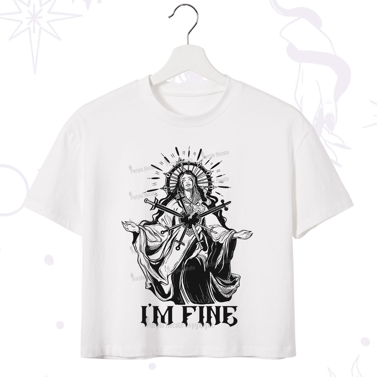 Purplehecate I'm Fine Crop T-Shirt