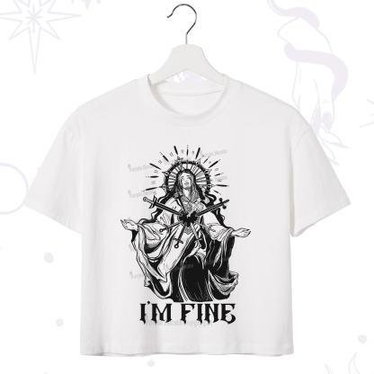 Purplehecate I'm Fine Crop T-Shirt