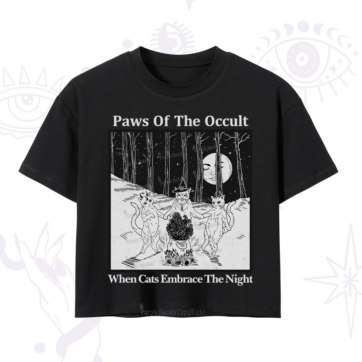 Purplehecate Witchy Cats Crop T-Shirt