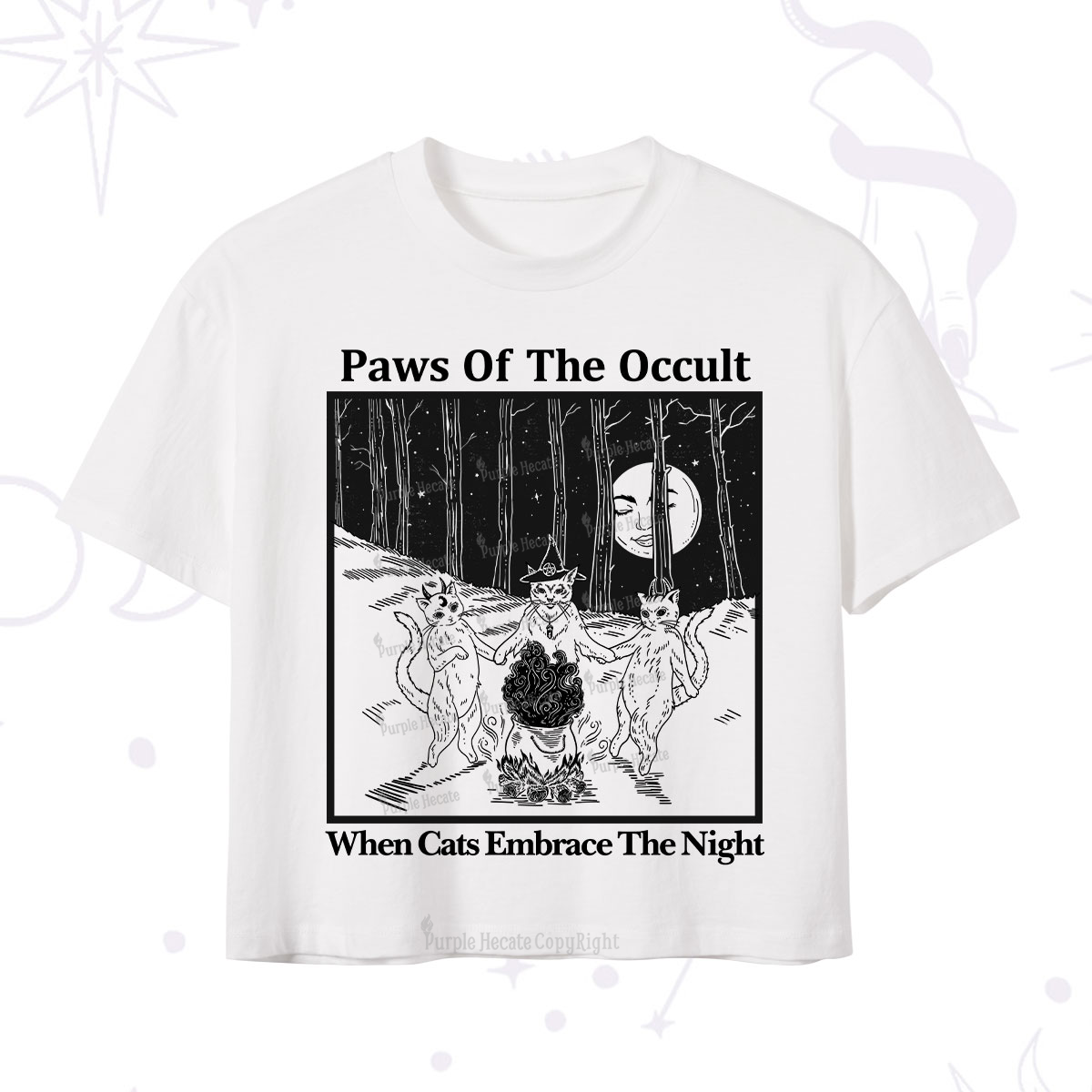 Purplehecate Witchy Cats Crop T-Shirt