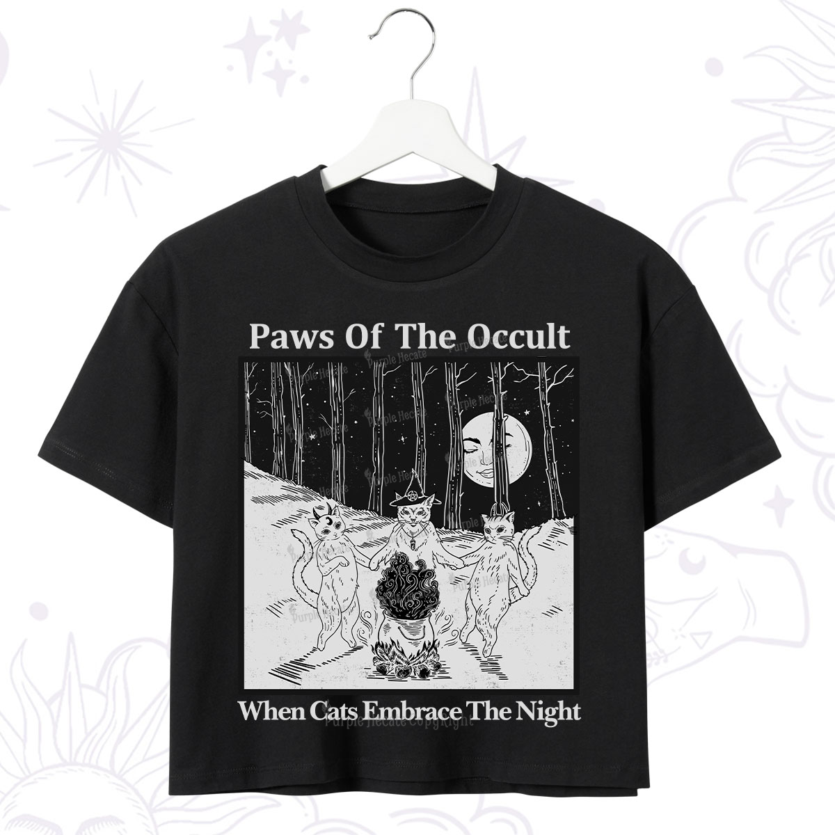 Purplehecate Witchy Cats Crop T-Shirt