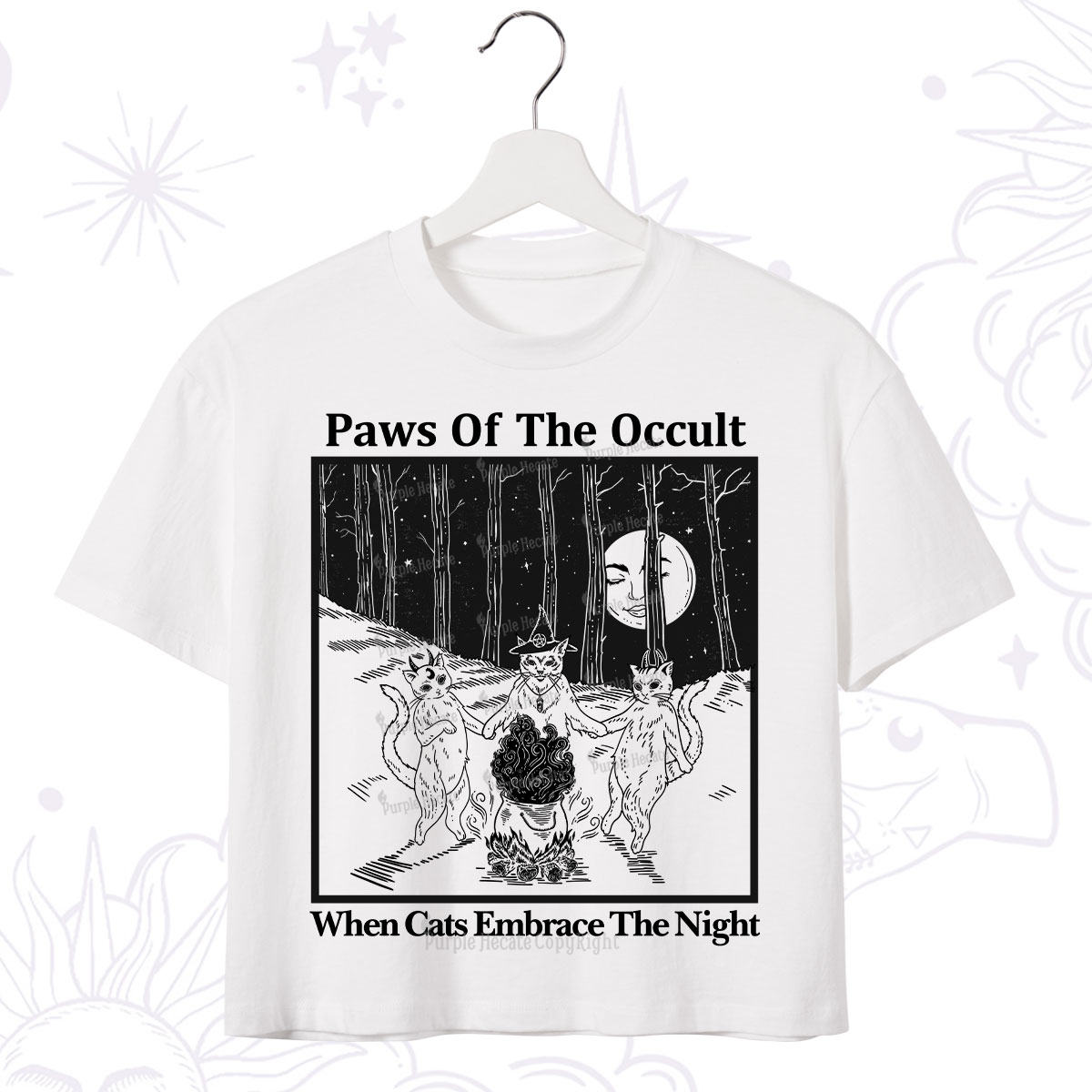 Purplehecate Witchy Cats Crop T-Shirt