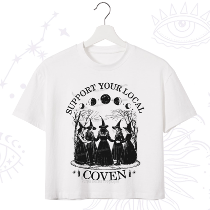 Purplehecate Support Your Local Coven Crop T-Shirt