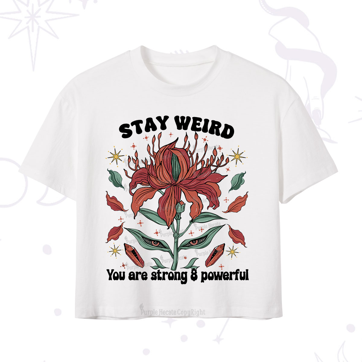 Purplehecate Stay Weird Floral Crop T-Shirt
