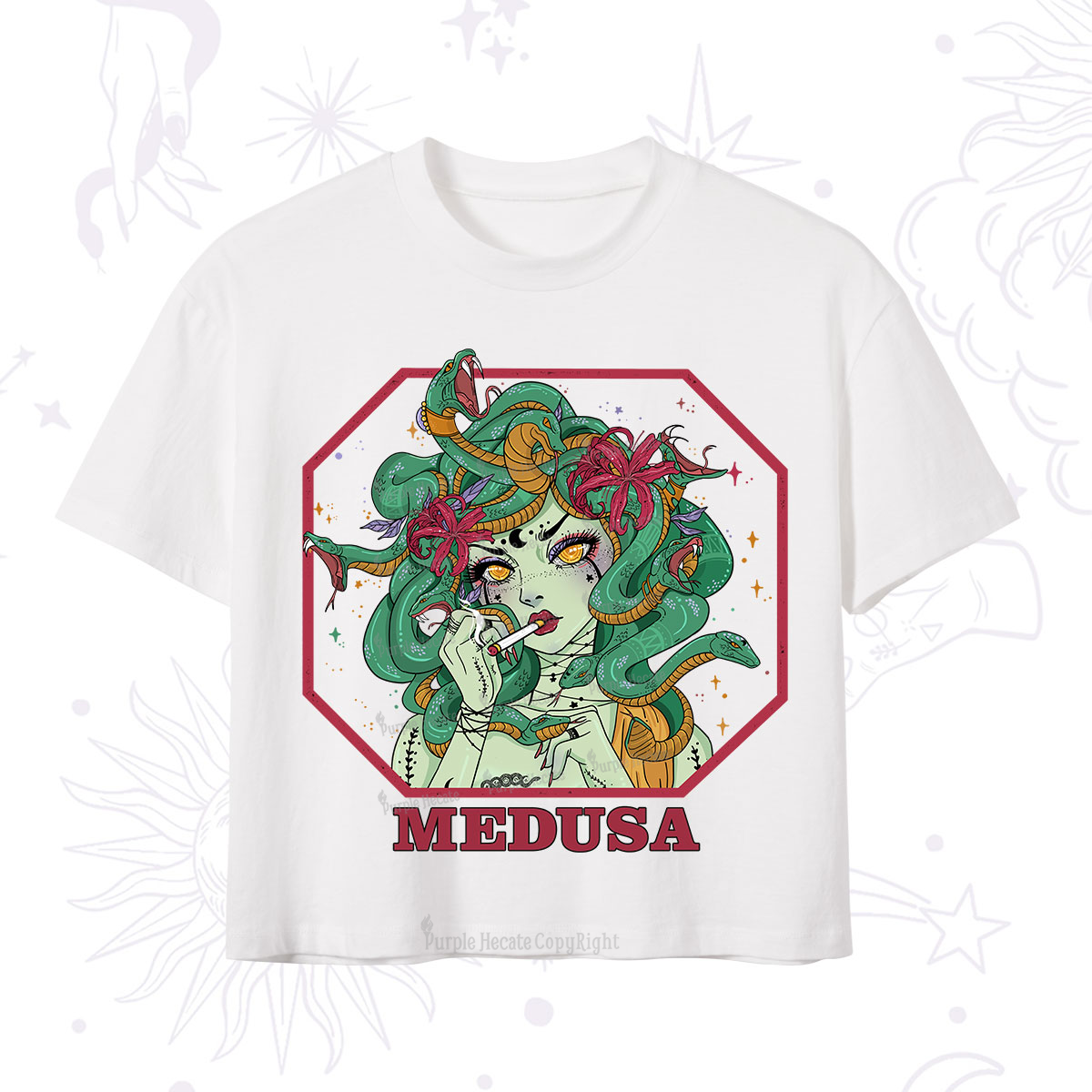 Purplehecate The Greek Goddess Medusa Crop T-Shirt