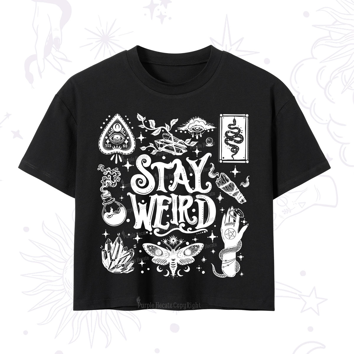 Purplehecate Stay Weird and Witchy Crop T-Shirt