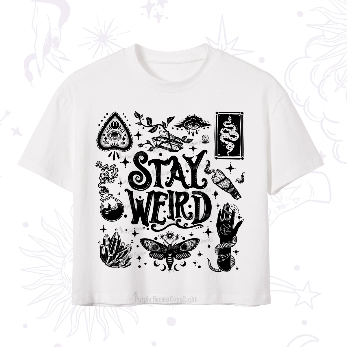 Purplehecate Stay Weird and Witchy Crop T-Shirt