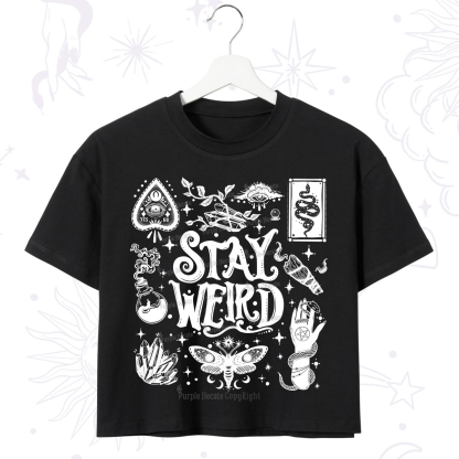 Purplehecate Stay Weird and Witchy Crop T-Shirt
