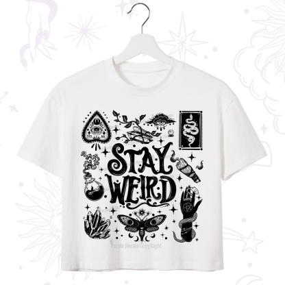 Purplehecate Stay Weird and Witchy Crop T-Shirt