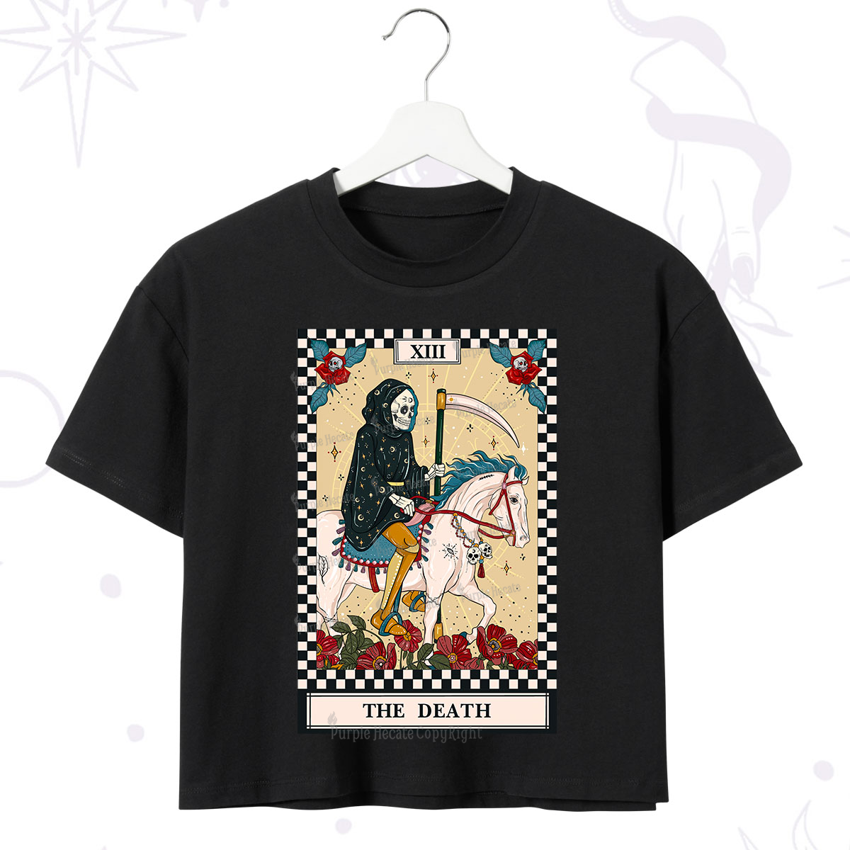 Purplehecate The Death Tarot Skeleton Crop T-Shirt