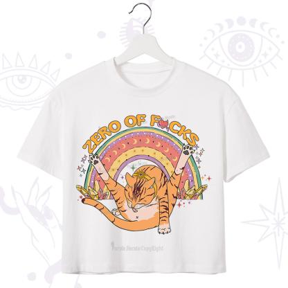Purplehecate The Zero Fucks Cat Crop T-Shirt