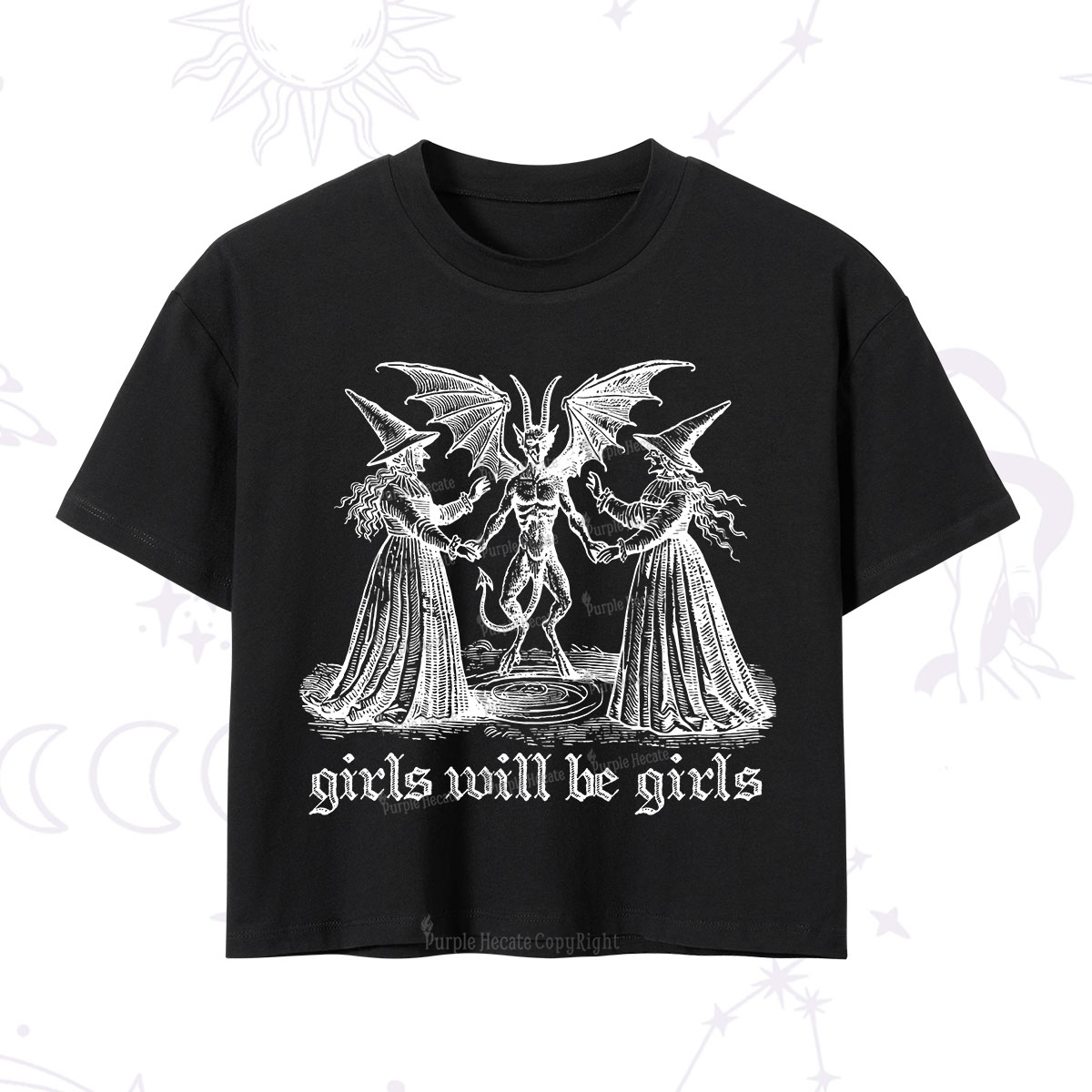 Purplehecate Witch Girls Will Be Girls Crop T-Shirt
