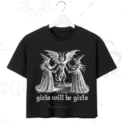 Purplehecate Witch Girls Will Be Girls Crop T-Shirt