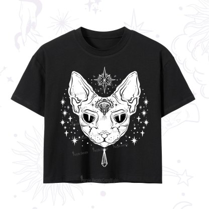 Purplehecate Three Eyed Sphynx Cat Crop T-Shirt