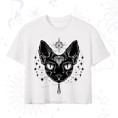 Purplehecate Three Eyed Sphynx Cat Crop T-Shirt