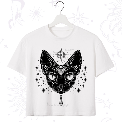Purplehecate Three Eyed Sphynx Cat Crop T-Shirt