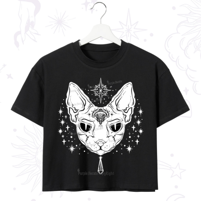 Purplehecate Three Eyed Sphynx Cat Crop T-Shirt