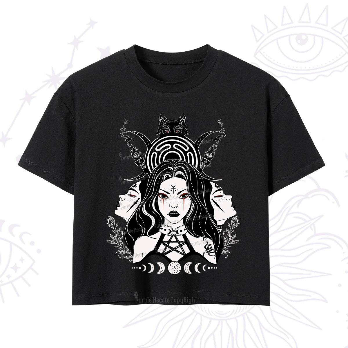 Purplehecate The Triple Moon Goddess Hecate Crop T-Shirt