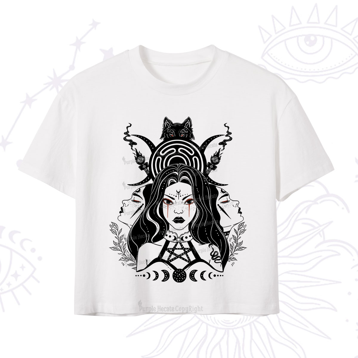Purplehecate The Triple Moon Goddess Hecate Crop T-Shirt