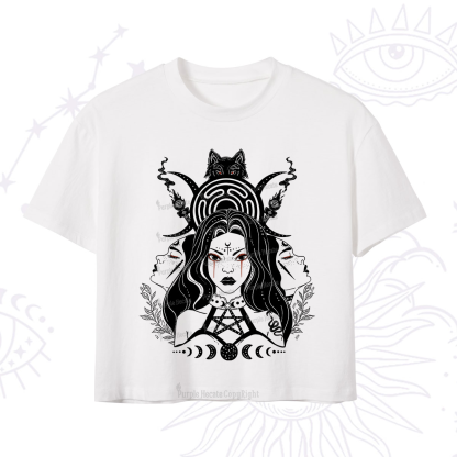 Purplehecate The Triple Moon Goddess Hecate Crop T-Shirt